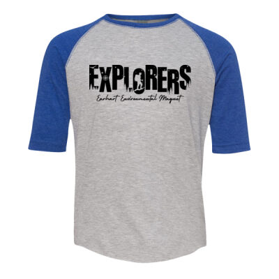 D2 - LAT 6130 Youth Fine Jersey Three-Quarter Sleeve Baseball T-Shirt Thumbnail