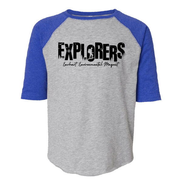 D2 - LAT 6130 Youth Fine Jersey Three-Quarter Sleeve Baseball T-Shirt Thumbnail