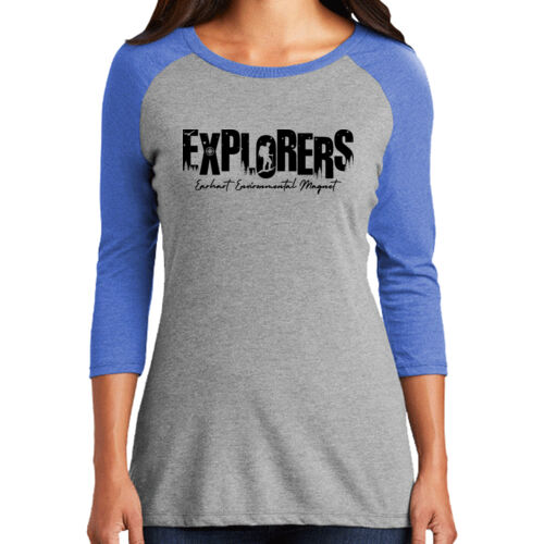 D2 - District DM136L Women's Perfect Tri 3/4 Sleeve Raglan Thumbnail