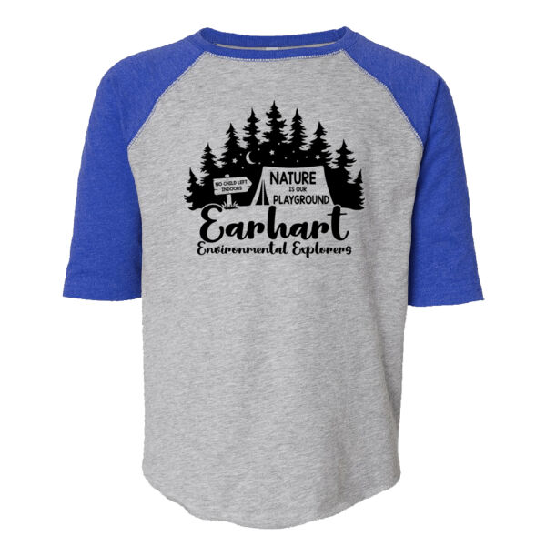 D1 - LAT 6130 Youth Fine Jersey Three-Quarter Sleeve Baseball T-Shirt Thumbnail
