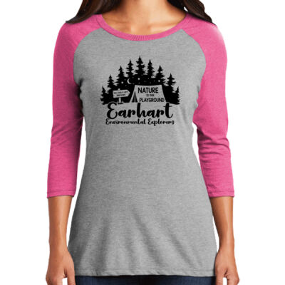 D1 - District DM136L Women's Perfect Tri 3/4 Sleeve Raglan Thumbnail