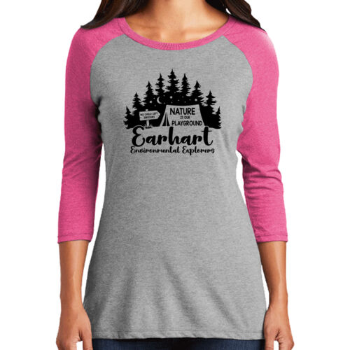D1 - District DM136L Women's Perfect Tri 3/4 Sleeve Raglan Thumbnail