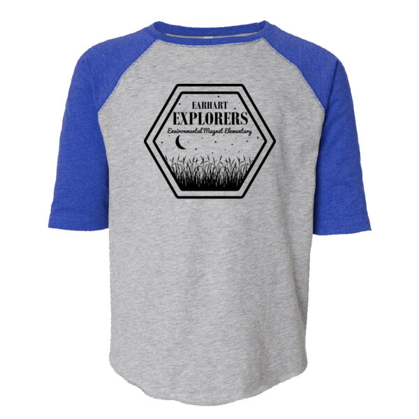 D3 - LAT 6130 Youth Fine Jersey Three-Quarter Sleeve Baseball T-Shirt Thumbnail