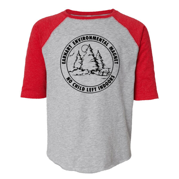 D4 - LAT 6130 Youth Fine Jersey Three-Quarter Sleeve Baseball T-Shirt Thumbnail
